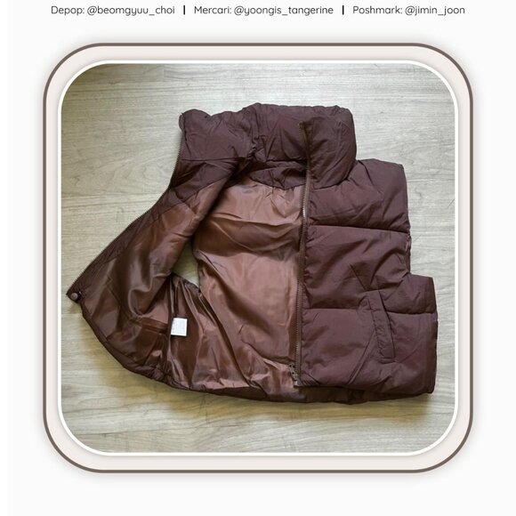 Brown cropped puffer vest <3 - Picture 2 of 3